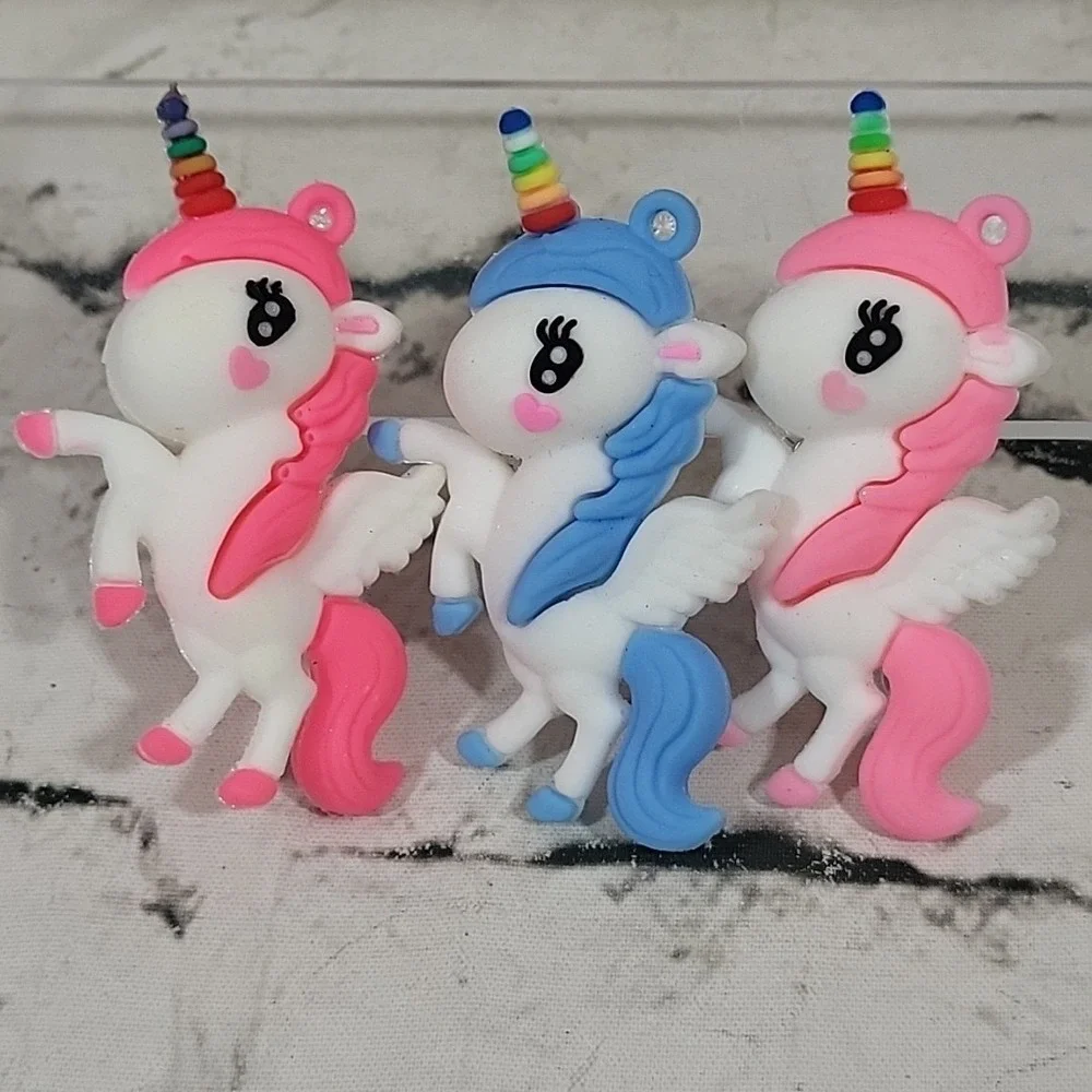 Rubber Vinyl Figural Charms Rainbow Unicorns Sleepy Moons Crafts Jewelry Lot 7pc